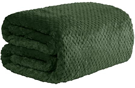 Dreamscene Throws for Sofas Green Blanket, Soft Cosy Warm Honeycomb Waffle Throws for Beds Double Faux Fur Throw Fluffy Fleece Blanket Over Armchairs Sofa Throw, 150 x 200cm