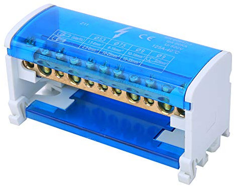 Distribution Terminal Block, Universal Terminal Strip Blocks Terminal Distribution Box Din Rail 2-Level Single Phase with Transparent Dust Cover 211