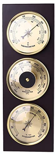 RUNLAIKEJI Barometro, termometro e igrometro, barometro 3 in 1, stazione meteo con telaio in legno, 31 x 11 cm, barometro igrometro, barometri per la casa, senza bisogno di batterie