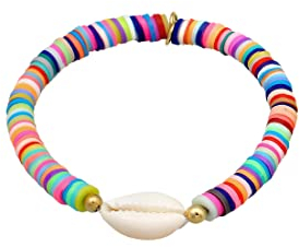 Elli Armband Damen Trend Heishi Perlen Bunt mit Kauri Muschel in 925 Sterling Silber