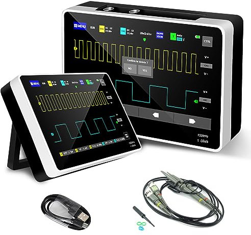 Digital Handheld Oscilloscope, Kethvoz Portable Touch Screen Tablet Oscilloscope Kit with 2 Channels/100Mhz Bandwidth/1GSa/s Sampling Rate/7 inch LCD Touch Screen Waveform Generator