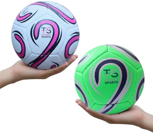 Tussan Sports Pack of 2 Toddler Footballs, Size 2 Kids Lighter-weight Mini Ball for Ages 2 3 4 5 6 Years Old Boys/Girls Toys Gift - Garden Ball Game, Indoor/Outdoor Yard Lawn (Size 2, White & Green)