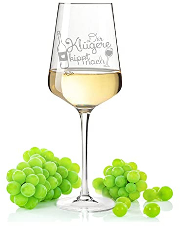 Leonardo Puccini Weinglas mit Gravur - Der klügere kippt nach - Geschenk für Weinliebhaber - Witziges Glas mit Spruch - Geschenke für Sie & Ihn zum Geburtstag oder Weihnachten - Farbe: Puccini