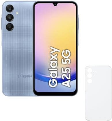 Samsung Galaxy A25 5G 256 GB con Funda - Móvil Android, Smartphone Libre, Carga Rápida, Cámara 50 MP, Azul (Versión Española)