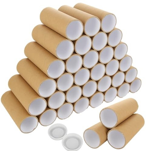 LOYORTY 40PCS 2 x 6 Mailing Tubes with Caps, Small Cardboard Shipping Tubes,Kraft Paper Tube Mailers for Shipping, Packing, Art Prints, Maps, Blueprint
