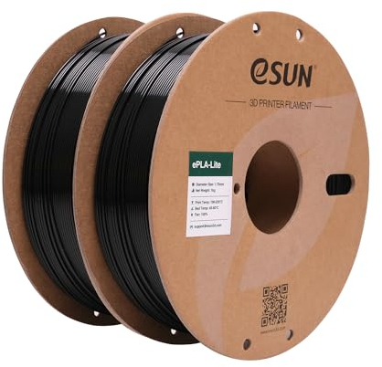 eSUN PLA Filament 1.75mm, Modifiziertes 3D Drucker Filament PLA, Maßgenauigkeit +/- 0.03mm, 1KG pro Spule, 2 Spulen 3D Druck Filament für 3D Drucker, Schwarz