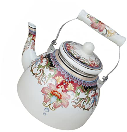 LeGDOr Emaille-Wasserkocher, Kungfu-Teekanne, Camping-Essentials, Vintage-Teekessel, Herd, Wasserkocher, Emaille-Wasserkanne, Vintage-Emaille-Teekessel, Herd, Pfeifkessel, Gas, Stahl, klein, Keramik
