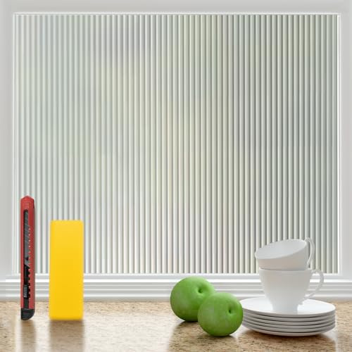 Sevenpers Window Film Privacy for Glass Windows Reeded Glass 44.5x300cm | Decorative Patterned Window Film Static Cling without Glue with Installation Kit