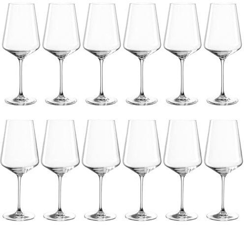 LEONARDO HOME Puccini Weingläser, 12er Set, spülmaschinenfest, 6 Rotwein-Gläser 750 ml, 6 Weißwein-Gläser 560 ml, Wein-Kelch mit gezogenem Stiel