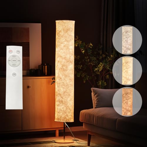 BASRAE Weiss Stehleuchte Wohnzimmer Weiche LED Stehlampe für Schlafzimmer,Modern Standleuchte mit 3 Farbentemperaturen,Dimmbare Standlampe mit Fernbedienung,150cm hohe Stoffleuchte Indoor Deko