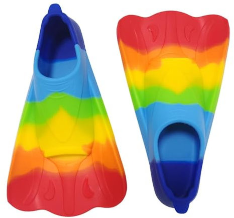 Joberio Kinderflossen | Helle Regenbogen-Silikon-Trainingsflossen Bodyboarding-Flossen | Kurze Schnorchelflossen für Jugendliche, Kleinkindflossen für Kinderanfänger, verbessern die Schwimmfähigkeiten
