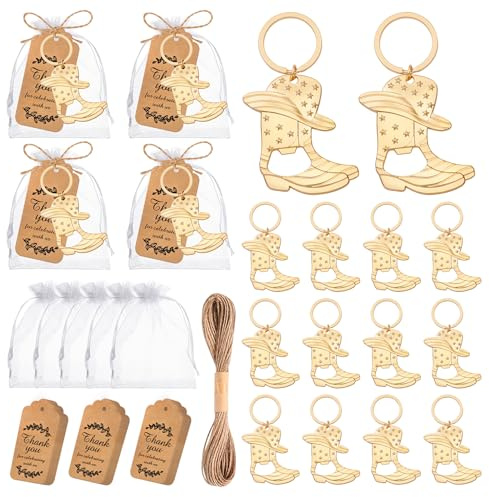 VZCBZC 30Set Cowboy Boot Bottle Opener Keychains Baby Shower Return Favors for Guests, Western Bottle Opener Souvenirs for Wedding Birthday Quinceanera Party Favors (Gold)