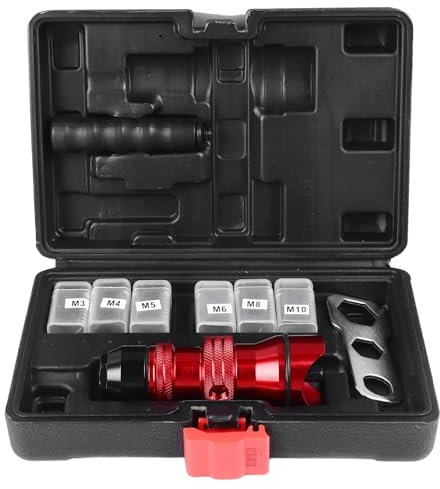 Agatige Rivet Gun Adapter Kit, Electric Power Drill Rivet Attachment, Aluminum Alloy Multifunvtional Professional Electric Rivet Gun, Hand Tool Insert Nut for Cordless Electric Power Drill