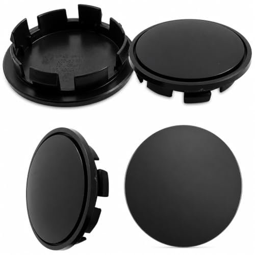 4 Stück Radnabenkappen, Universal Nabendeckel 65mm, Radnabenabdeckung Polierte Oberfläche, Felgenkappen Ersetzen Kompatibel mit VW 3B7601171/6U7 601 171 Schwarz und Audi Alufelgen (OD 65mm ID 56mm)