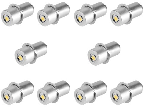 Fnfhsa 10X 1W P13.5S Bombilla de Linterna Led, 100-110Lm 2700-7000K Bombilla de Repuesto Lámpara de Trabajo de Emergencia (3V)