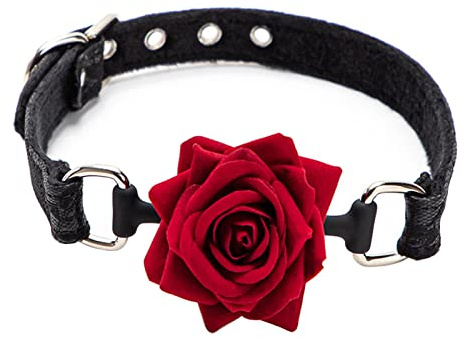 Knebel Ball Silikon Mundknebel Spitze Leder Rosen Ball Gag Fetisch BDSM Sex Bondage SM Ballknebel Sexspielzeug für Frauen Männer, Erwachsene Spiele Sklave Sex Spielzeug für Paare