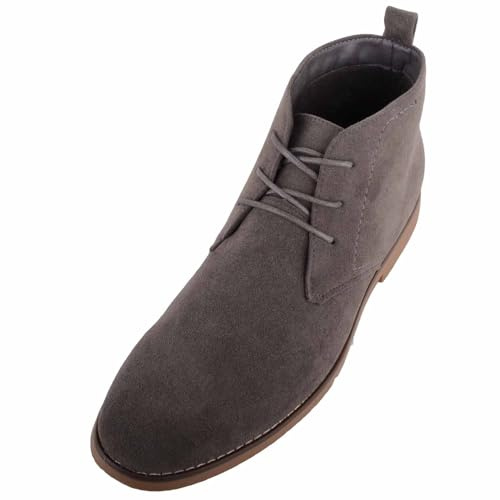 ABSOLUTE FOOTWEAR Botas Chelsea de desierto casuales de ante sintético con cordones para hombre, gris, 46 EU