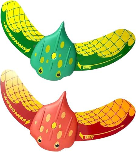 Kiuiom Juguete de Peces Submarinos con Alas Ajustables,Juguete Pez Diablo,Piscina Peces Diablo,Piscina de Verano,Playa,Bañera,Aguas Al Aire Libre,Rojo y Verde,2 Piezas,11x21x1.5cm