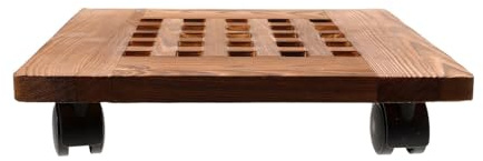BBTISG Soporte de madera rodante para plantas, 30 cm, con ruedas giratorias bloqueables para macetas de interior y exterior (color nogal)