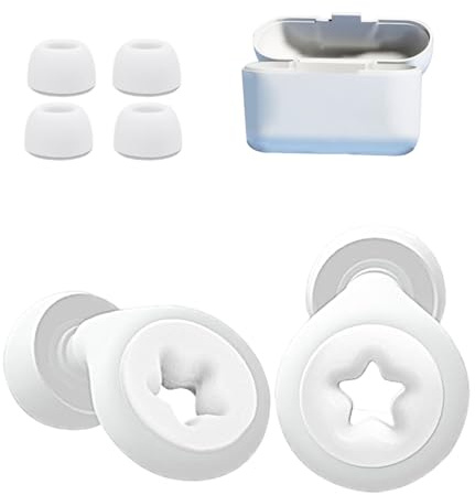 Tapones para los oídos con cancelación de ruido, protección auditiva reutilizable con funda portátil, para dormir, viajes, conciertos y eventos, color blanco