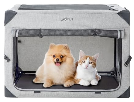 Hundetransportbox, Faltbare Transportbox für Hunde & Katzen atmungsaktiv robust hundetransportbox Auto, Transporttasche Haustiertransportbox Hundetragetasche Anthrazit, XL 95.5x67x67cm