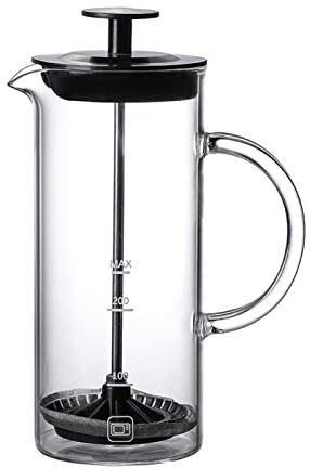 BHFZIAP Cafetera de prensa francesa de vidrio duradero de 480 ml, espumador de leche para café y hogar, color negro