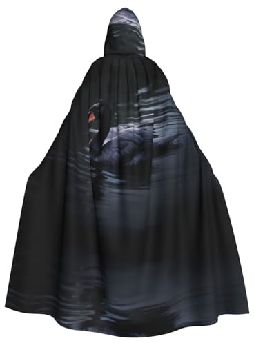 PHAYAH Cape à capuche avec motif de cygne noir flottant - Costume d'Halloween pour cosplay, bal masqué - Pour homme et femme