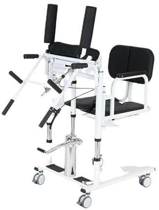 Silla elevadora hidráulica para pacientes con asiento dividido de 180° - Ayuda eléctrica de movilidad de pie y silla de ducha para ancianos y cuidado del hogar (negro)