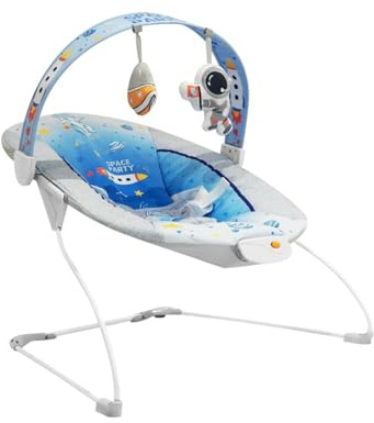 LADIDA Baby Bouncer Infant Seat, Portable Bouncer with Music Indoor & Outdoor Use for Baby 0-6 Months 6-20 lbs,Blue