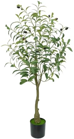 Pequeño olivo artificial, planta en maceta realista para decoración de interiores, hogar y oficina, ramas y frutas realistas, árbol de olivo simulado perfecto para un fácil cuidado y estilo