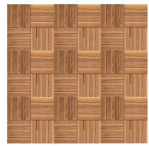 3m² Holzfliesen, Terrassenfliesen Holz Fliesen Mosaik 30x30cm, 36 STK Balkonfliesen Wetterfest aus Akazienholz mit Klicksystem, Ineinandergreifende und Zuschneidbar, für Terrasse Balkon Stecksystem