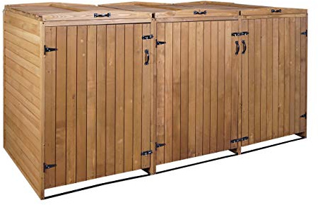 PROREGAL XL 3er-/6er-Mülltonnenverkleidung, HxBxT 126x237,5x98 cm, Braun, Mülltonnenbox Mülltonnenabdeckung Holz