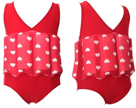 Auftriebs Badeanzug Mädchen Einteiler mit Abnehmbarer Schwimmhilfe Trainings Schwimmanzug Schnell Trocknende Eigenschaften für Kleinkinder Sommer Strand mit Anpassbarer Sicherheit 2-6Y