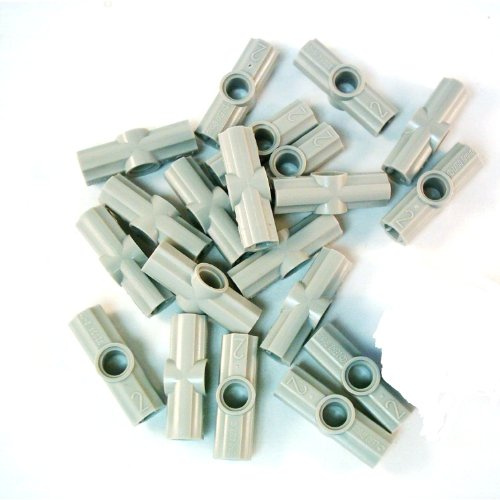 20 Stück LEGO TECHNIC Achs und Pin-Verbinder 180° #2 in Neu-Hellgrau.