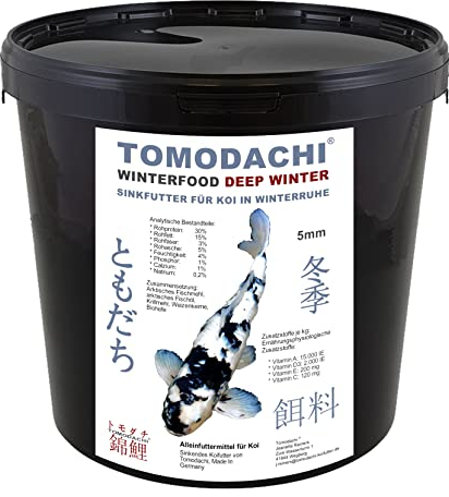 Koifutter Winterfutter Koi Sinkfutter für Koi in Winterruhe schnell sinkende energiereiche Koifutter Pellets hochverdaulich bei Kälte arktische Rohstoffe 5mm 3kg Eimer