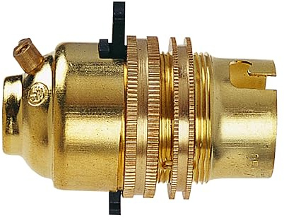 Dencon BC Brass 1/2 Switched Lampholder with Earth Safety Switch *Fast Post*