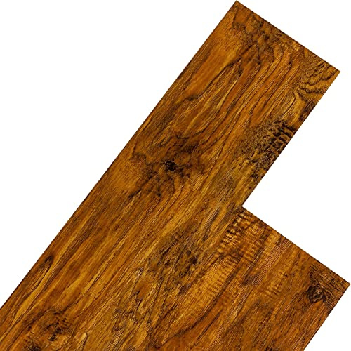 STILISTA Vinyl Laminat Dielen, 15 Dekors Wählbar, 5,07 oder 20 m², Rutschfest, Wasserfest, Schwer Entflammbar - 5,07 m² Walnuss Rustikal Rotbraun
