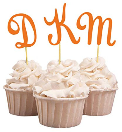 Darling Souvenir, Custom Initials Hochzeit Cupcake Toppers, personalisierte Party Dessert Dekorationen - Packung von 20