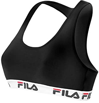 FILA Reggiseno Donna Cotone, Reggiseno Sportivo, Senza Ferretto, Nero, Taglie L