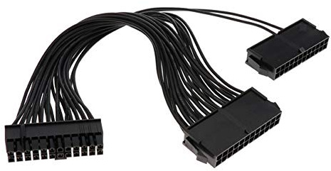 Aukson C41 24-Pin Dual PSU Netzteil Verlängerungskabel für ATX-Motherboard – Dual PSU Adapter Konverter Kabel für 24-Pin Netzteil