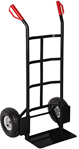 tectake® Sackkarre mit Ladeschaufel, Sackrodel mit Stahlrahmen, Räder Gummi-Luftbereifung, belastbar bis 200 kg, Transporter für Getränkekisten, für Umzug, Waschmaschine - schwarz