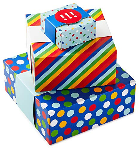 Hallmark 0005EBC1229 Small, Medium, Large Gift Box Set Verschiedene Geschenkboxen mit Wickelbändern, Papier, Generation Geburtstag