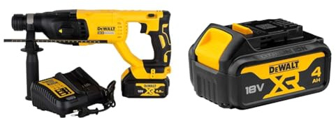 Dewalt Dch133M1-Qw-Martillo Electroneumático Sin Escobillas Xr 18V Sds-Plus 3 Modos, 18 V + Dcb182-Xj Batería Carril Xr 18V Li-Ion 4, Negro Y Amarillo