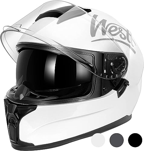 Westt Integralhelm Motorradhelm mit Doppelvisier Herren Damen Touring Street Mopedhelm Scooter Chopper Helm Motorrad, ECE DOT Zertifiziert