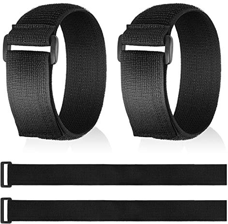 4 Paquetes Correas de Gancho y Bucle de Cable Correas de Nylon Atadura Autoadhesivo Negro Bridas Ajustables para Cables con Hebilla Sujetacables Reutilizables Elástico, 15,8 x 1,5 Pulgadas