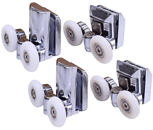 YUANQIAN Rulli di ricambio per porta della doccia, ultra silenziosi, in vetro, per porta scorrevole del bagno (φ23 mm, opzione D, 4 pezzi/set)