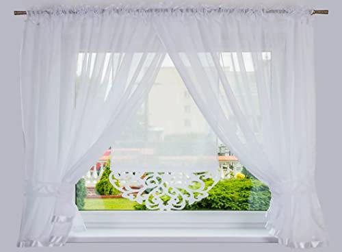 Generisch Fertige Gardine Praga 400x160 Weiß Fensterdekoration Vorhänge Wohnaccessoires & Deko