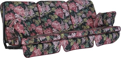 ANGERER Hollywoodschaukel Auflage Comfort schwarz-bunt geblümt | passend für viele 3-Sitzer Hollywoodschaukeln, Schaukelauflage Made in Germany