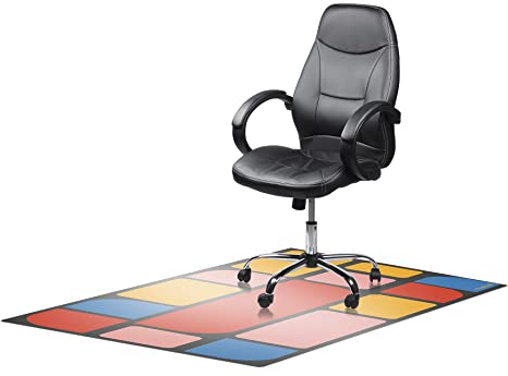 Mubusi Floor Protection Mat Netz 90x90 cm - Schreibtischstuhl Unterlage Anti-Rutsch - Bodenschutzmatte Bürostuhl Parkett