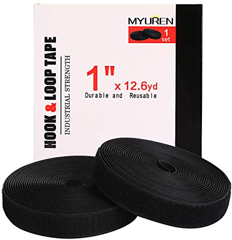 11.5m x 25mm Klettband zum Nähen für Stoff, 25mm Breit Klettverschluss zum Aufnähen, Nylon Klettstreifen für DIY Handwerk Rund um Startseite und Büro, Schwarz